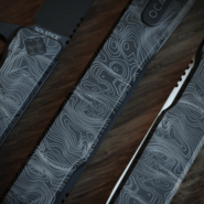 Ocaso Solstice Engraved Titanium + Black / Topo Pattern 10ETB - KNIFESTOCK