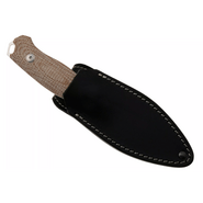 MKM SMALL LOV – M390 SATIN blad, NATURAL CANVAS MICARTA handtag, +FICKA LÄDER SLIDA - KNIFESTOCK