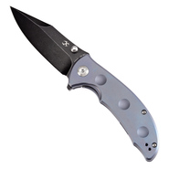 KANSEPT Rei Black Stonewashed CPM-20CV Blue Titanium Handles K1061A3 - KNIFESTOCK