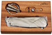 Lionsteel Folding knife M390 blade, Titanium handle BLUE Acc. IKBS wood KIT box  TRE BL - KNIFESTOCK