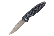 Mcusta MC-10D Classic Wave, Damascus Blade with VG-10 Core, Blue Micarta Handle - KNIFESTOCK