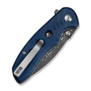 Civivi Triptych Blue Canvas Micarta HandleDamascus BladeButton Lock - KNIFESTOCK