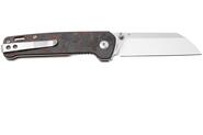 QPS Penguin V2 D2, 2-Ton-Finish Stonewash - Satin, Griff: Roter zerkleinerter CF über - KNIFESTOCK