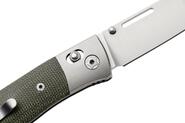 LionSteel NINI Folding knife M390 satin blade, Ti BOLSTER, GREEN Canvas handle NN2 CVG - KNIFESTOCK