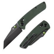 Kansept Main Street Black Stonewashed 154CM Green Micarta T1015V6(Crossbar Lock) - KNIFESTOCK