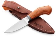 Lionsteel Fixed knife m390 blade NATURAL Canvas handle, Ti guard, leather sheath WL1  CVN - KNIFESTOCK