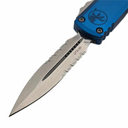 Microtech UTX-85 GEN III D/E STONEWASH PART SERRATE BLUE 1232-11BL - KNIFESTOCK