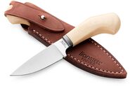 Lionsteel Fixed knife m390 blade WHITE Micarta handle, Ti guard, leather sheath WL1  MW - KNIFESTOCK