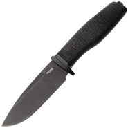 Lion Steel Feststehendes Messer M390 SCHWARZE Klinge, SCHWARZES Burlap, Ti-Parierstange, Lederscheid - KNIFESTOCK