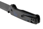 QPS Penguin V2 D2, schwarzer Stonewash, Griff: Blaues zerkleinertes CF-Overlay G10 QS130V2 - KNIFESTOCK