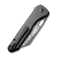 CIVIVI Nugz Twill Carbon Fiber Overlay On Black G10 HandleDamascus BladeLiner - KNIFESTOCK