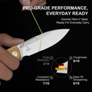 Kizer Retro | Nitro-V | Micarta &amp; Brass | - KNIFESTOCK