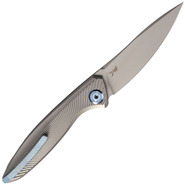 Kubey Pike Liner Lock Folding Knife Gray CPM-20CV Titanium Handle KB2103A - KNIFESTOCK