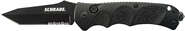 Schrade Black Tanto 40% Serrated 4116 Steel, Blocare cu Buton, Siguranță pe Spatele Mânerului - KNIFESTOCK