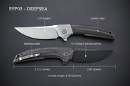 Petrified Fish PFP05Deepsea Black Stonewash K110 Szénszálas Fekete G10 PF - KNIFESTOCK