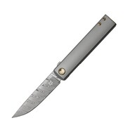 Fox Knives FOX CHNOPS VOUWMES DAMASTEEL DS93X, TITANIUM GESTRAALDE HANDGREEP EN SPACER BRONS KLEUR - KNIFESTOCK