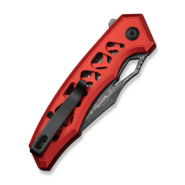 Civivi Anaaki Skeletonized Red Aluminum HandleDamascus BladeButton Lock - KNIFESTOCK