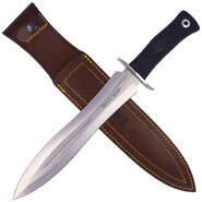 MUELA 124 mm double edge blade with bloodgroove on the middle,  with black rubber handle BW-24G - KNIFESTOCK