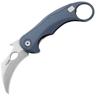 LionSteel L.E.One Mid Folding knife STONE WASHED M390 blade, ICE BLU aluminum ha - KNIFESTOCK