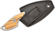 MKM MIKRO 1 – M390 SATIN DROP POINT Fixed bld, OLIVE WOOD hdl, +POCKET LEATHER SHEATH MK MR01-O - KNIFESTOCK