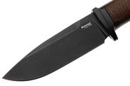 Lion Steel Feststehendes Messer M390 SCHWARZE Klinge, NATÜRLICHES Burlap, Ti-Parierstange, Ledersche - KNIFESTOCK