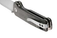 QPS Penguin V2 D2, finitura a 2 toni stonewash - satinata, Manico: Micarta marrone scuro Q - KNIFESTOCK