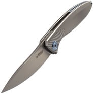 KUBEY Pike Liner Lock Folding Knife Gray CPM-20CV Titanium Handle KB2103A - KNIFESTOCK