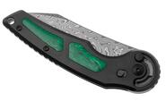 FOX knives ANARCNIDE JUPITER FOLDING KNIFE STEEL DAMASCUS HAKKAPELLA BLD ,TITANIUM+MALACHITE INSERT  - KNIFESTOCK