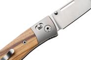LionSteel NINI Folding knife M390 satin blade, Ti BOLSTER, OLIVE wood handle NN2 UL - KNIFESTOCK