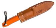 Lionsteel Fixed knife m390 blade Orange G handle, leather sheath, Ti Pearl M1 GOR - KNIFESTOCK