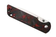 QPS Parrot V2 D2, satiniert, Griff: Roter zerkleinerter CF-Overlay G10 QS102-I - KNIFESTOCK