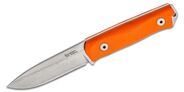 Lionsteel Fixed Blade Sleipner Steel stone washed, ORANGE G10 handle, leather sheath B41 GOR - KNIFESTOCK