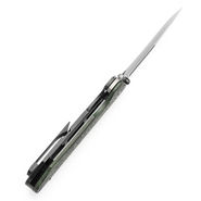 KANSEPT Superhawk Damascus 0.157&quot; / 4.0mm Blackwash Titanium &amp; Green Carbon Fiber K1084B3 - KNIFESTOCK