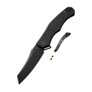 WE Black Titanium Handle With Diamond Pattern On Presentation Handle Black Stonewashed CPM 20CV Blad - KNIFESTOCK