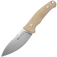 Viper NORDLYS Drop Point Stonewash N690Co, Natural Canvas Micarta, Leather sheath VT4044CN - KNIFESTOCK