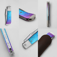 Kizer Trestle Rainb.DAM &amp; Crystallized Titanium - KNIFESTOCK