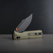 Vosteed Vombat M390 Black Stonewash Aluminum Olive Green A4102 - KNIFESTOCK