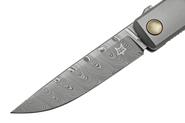 Fox Knives FOX CHNOPS VOUWMES DAMASTEEL DS93X, TITANIUM GESTRAALDE HANDGREEP EN SPACER BRONS KLEUR - KNIFESTOCK
