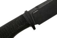 Lion Steel Feststehendes Messer M390 SCHWARZE Klinge, SCHWARZES Burlap, Ti-Parierstange, Lederscheid - KNIFESTOCK