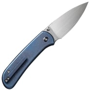 We Knife QubitBlue Titanium HandleHand Rubbed Satin CPM 20CV BladeButton Lock - KNIFESTOCK