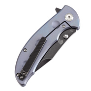 KANSEPT Rei Black Stonewashed CPM-20CV Blue Titanium Handles K1061A3 - KNIFESTOCK