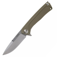 ANV Knives ANVZ100-013 Z100 Sleipner Stonewash Plain Edge Liner Lock G10 Olive - KNIFESTOCK