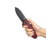 KUBEY Master Chief Folding Knife, AUS-10 Blade, Red/Black Damascus G10 Handle KU358A - KNIFESTOCK