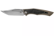 Bestech TOGATTA M390, Satin, Titanium+Marble Carbon fiber inlay, Light grey BT2102F - KNIFESTOCK