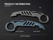 Petrified Fish PFT01 Karatool Stonewashed 6AL4V Titanium  PFT01W - KNIFESTOCK
