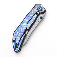 KANSEPT Tipper Damascus 0.137&#039;&#039;/3.5mm Titanium with Lightning Strike Finish K1079A3 - KNIFESTOCK