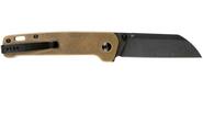QSP Knife Penguin, Black Stonewash D2 Blade, Brass Handle QS130-G - KNIFESTOCK
