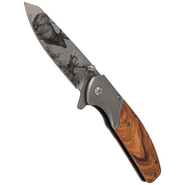 CJH One-Hand Knife, Olive Wood - KNIFESTOCK