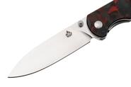 QPS Parrot V2 D2, satiniert, Griff: Roter zerkleinerter CF-Overlay G10 QS102-I - KNIFESTOCK