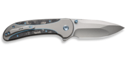 We Knife ZizzitPolished Bead Blasted Titanium Handle With Marble Carbon Fiber In - KNIFESTOCK